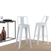 Sapphtopaz 39" Metal Bar Stool Industrial High Chair with Footrest and Slat Backrest Counter Height Barstools Set of 2 for Kitchen Island - 2 of 4