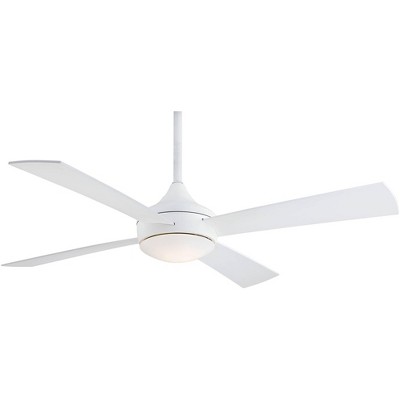 52" Minka Aire Modern Outdoor Ceiling Fan with LED Light Remote Control Flat White Wet Rated for Patio Exterior Porch Gazebo Barn