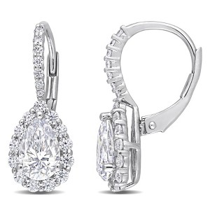 EVERLY JEWELRY |  Sterling Silver 2 5/8 CT DEW Created Moissanite-White LeverBack Earrings - 1 of 4