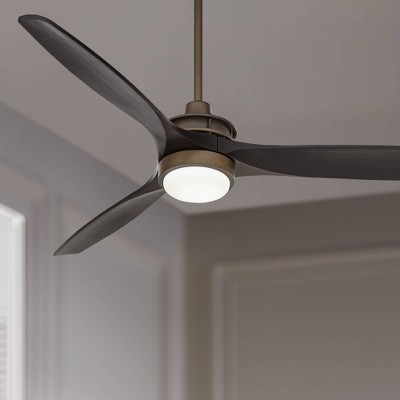 52" Oil Rubbed Bronze Matte Black Wood Indoor Ceiling Fan with LED Light and Remote