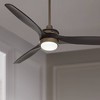 52" Casa Vieja Rustic Farmhouse 3 Blade Indoor Ceiling Fan with Dimmable LED Light Remote Control Oil Rubbed Bronze Matte Black Wood for Living Room - 2 of 4