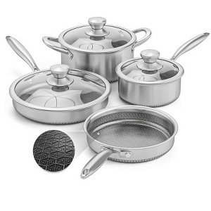 Itopfox Hybrid Nonstick Stainless Steel Cookware Set with Tempered Glass Lids, Induction Compatible Pots and Pans, Non-Toxic, Dishwasher & Oven Safe - 1 of 4