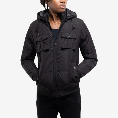 X RAY Hooded Puffer Jacket With Patch Chest Pockets in BLACK Size L — фото 7