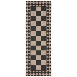 Checkerboard Rugs Easy Cleaning Easy Jute Floor Mats, Modern Geometric Indoor Outdoor Carpet, Non-Slip Foldable Accent Rug - 1 of 4