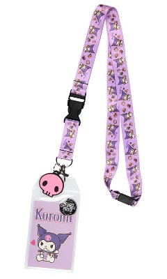 Sanrio Kuromi Id Badge Holder Lanyard W/ Rubber Pendant And Collectible  Sticker Purple : Target