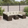 vidaXL 10 Piece Patio Sofa Set with Cushions - Brown and Cream With Table - 2 of 4