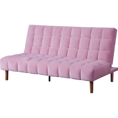 Adjustable Sofa with Grid Tufted Details Pink - Benzara