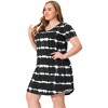 Agnes Orinda Women's Plus Size Tie Dye Trendy V Neck Round Hem Casual T-Shirt Dresses - 3 of 4