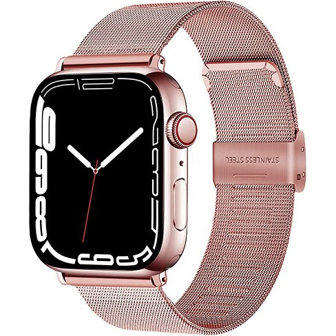 Worryfree Gadgets Metal Mesh Band for Apple Watch 38/40/41mm 42/44/45mm  iWatch Series 8 7 6 SE 5 4 3 2 1 - 42/44/45mm - Rose Pink