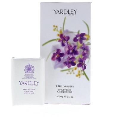Yardley April Violets Luxury Soap, 3 x 3.5 oz