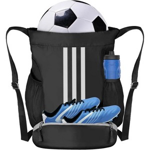Multi-Sport Drawstring Bag for Youth, Soccer Basketball Backpack with Compartments for Gym Training Equipment - 1 of 4