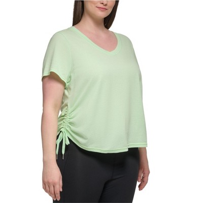 Calvin Klein Womens Textured Side Ruched Embellished T-Shirt