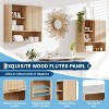 Acekool Fluted Bathroom Wall Cabinet with Sliding Door, Faux Marble Top, Adjustable Shelf, Open Storage, Curved Design Organizer, Natural - 4 of 4
