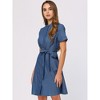 Allegra K Women's Casual Button Down Short Sleeve Denim Shirt Dress - 2 of 4