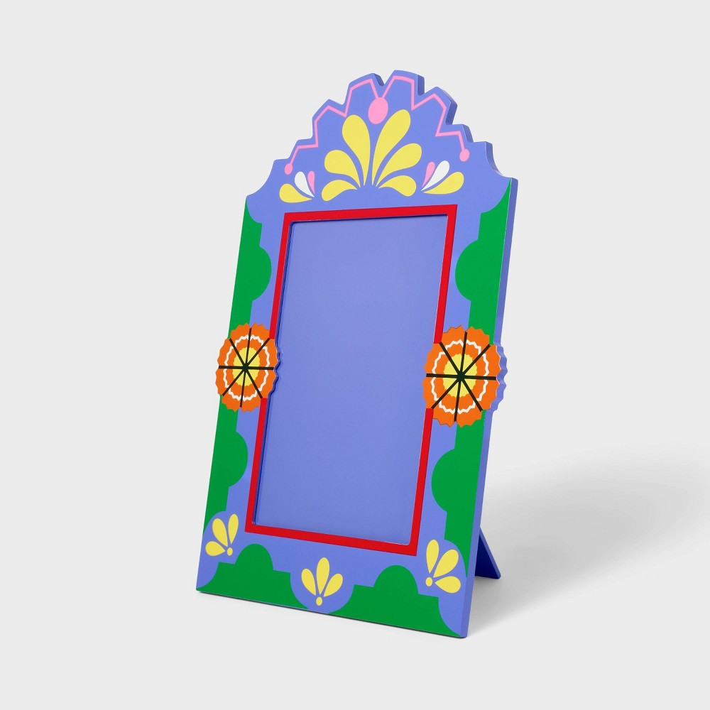 Photos - Photo Frame / Album 5"x7" Día de Muertos Picture Frame: Vertical Square MDF, Tabletop/Wall Mou