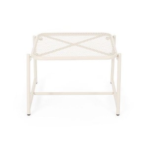Modern 13" H Mesh Outdoor End Table, Rectangle Powder-Coated Metal Patio End Table for Outside Use, White Patio Side Table -Christopher Knight Home - 1 of 4