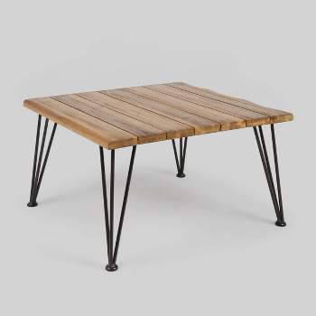 Zion Acacia Wood Square Patio Coffee Table - Teak - Christopher Knight Home