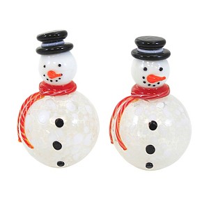 2.75 In Snowman Salt And Pepper Set Blown Glass Christmas Salt And Pepper Shakers - 1 of 3