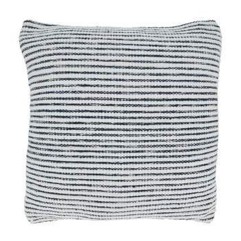 Saro Lifestyle Woven Striped  Decorative Pillow Cover, Blue, 18"