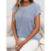 Womens Lightweight Crochet Sweater Tops for Summer Semi Sheer Cap Sleeve Crew Neck Pullover Sweater Vest Hollow Out Sweater Summer Tops - 4 of 4