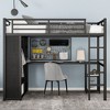 Twin XL Metal Loft Bed with Built-in Wardrobe, Desk and Storage Shelves - 2 of 4