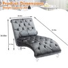 MOONMISS Velvet Chaise Lounge Indoor,Button-Tufted Upholstered Chaise Lounge Chair with Pillow for Bedroom Living Room Office - 2 of 4