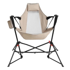 ALEXOUN Folding Outdoor Portable Camping Chair with Pillow & Cup Holder, Recliner with Carry Bag for Outdoor Travel Camping - 1 of 4