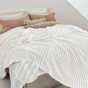 Cozy Comfort by Bedsure | 260GSM Bed Blanket With Chunky Corduroy Throw Size White - 1 of 4