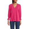 Lands' End Women's 3/4 Sleeve Lightweight Jersey Button Front Top - 3 of 3