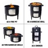 SEVOBAL Grill Cookware Heavy-Duty Steel Charcoal Smoker with Precise Temperature Control, Round Smoker for Grilling, Smoking, Black, 21.5"*17"*33.88" - 4 of 4