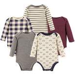 Hudson Baby Infant Boy Cotton Long-Sleeve Bodysuits 5pk, Burgundy Football