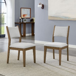 Kumasinova Dining Chairs Set of 2,Open Back Kitchen Chairs with Padded Seat,Modern Accent Chairs with Light Gray Fabric,Dining Chair for Living Room - 1 of 4