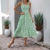 Womens Summer Maxi Dress Sleeveless Floral Spaghetti Strap Smocked Boho Beach Long Dress - 3 of 4