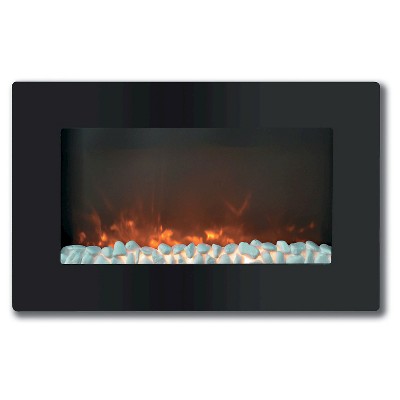 Cambridge CAM30WMEF-1BLK Callisto 30" Wall-Mount Electronic Fireplace with Flat Panel and Crystal Rocks