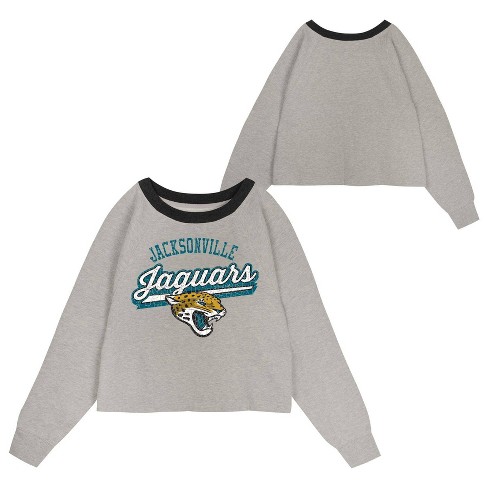 NFL Jacksonville Jaguars Girls' Gray Crew Fleece Hooded Sweatshirt - image 1 of 3