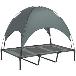 PawHut Elevated Portable Dog Cot Cooling Pet Bed With UV Protection Canopy Shade - 1 of 4
