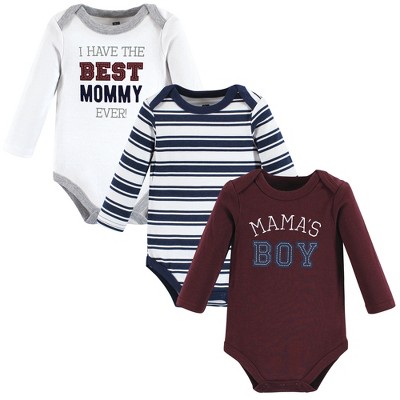 Hudson Baby Infant Boy Cotton Long-Sleeve Bodysuits, Mamas Boy, 6-9 Months