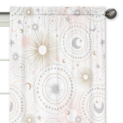 Celestial Gray and Gold Sheer Rod Pocket Kids Window Panels