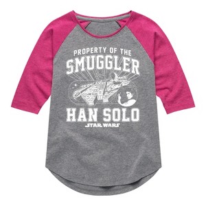 Girls' - Star Wars - Property Of The Smuggler Shirt Tail Raglan Graphic T-shirt - 1 of 4