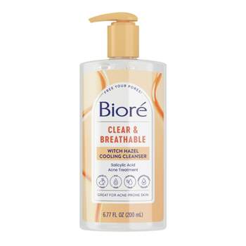 Biore Witch Hazel Pore Clarifying Cooling Cleanser, Acne Face Wash, 2% Salicylic Acid Cleanser - Scented - 6.77 fl oz