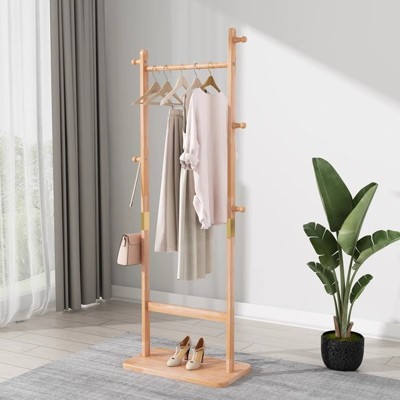 TOBILI Garment Rack solid wood hanger Solid environmental protection easy to assemble beautiful can be placed in the bedroom/entrance