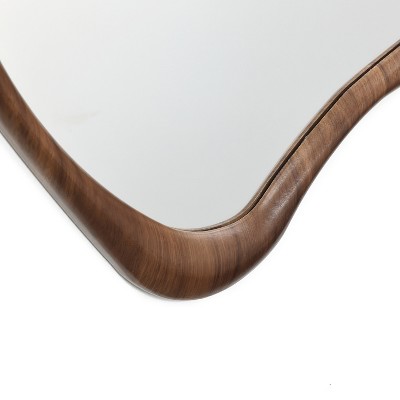 Classic Brown Wood Frame Irregular Wall Mirror