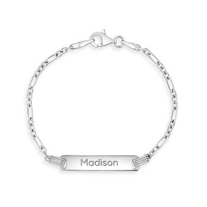 Girls' Rondel Link Tag ID Bracelet Sterling Silver - In Season Jewelry - 1 of 4