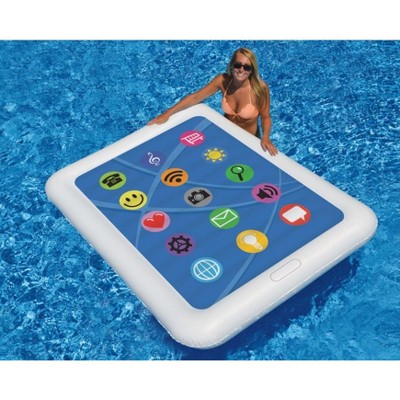 Swimline 67" Smart Tablet Inflatable Swimming Pool Mattress Lounger Float - White/Blue