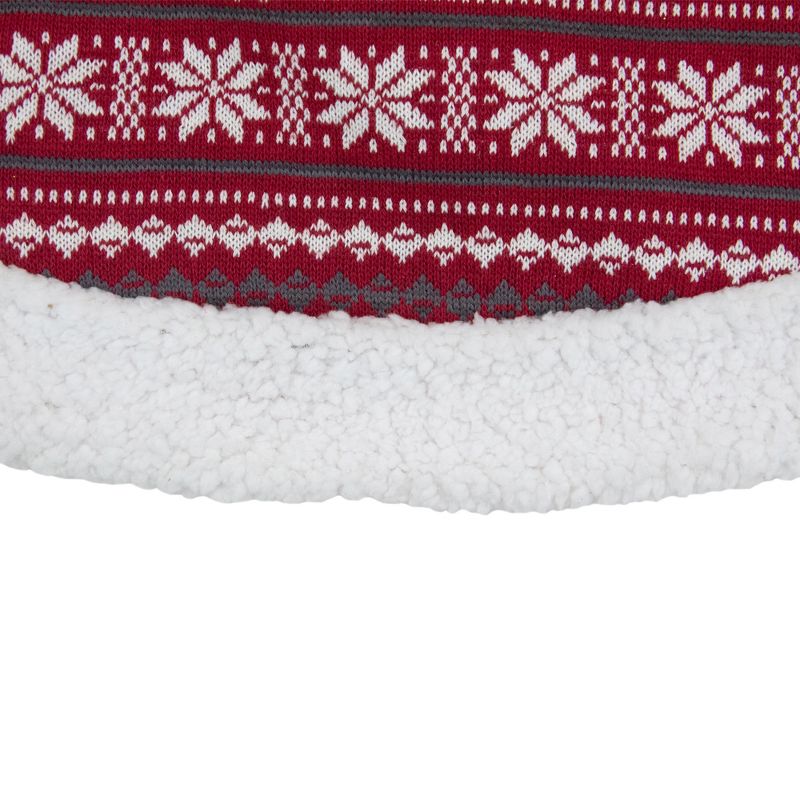 Northlight 48" Red and White Knitted Snowflake Lodge Christmas Tree Skirt, 3 of 4