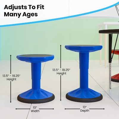 Blue Adjustable Height Kids Active Learning Stool with Rubber Seat
