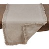 72"x16" Linen Stonewashed Fringe Table Runner Natural - Saro Lifestyle: Machine Washable, Non-Woven Fabric, Rectangular Shape - 2 of 3