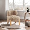 Sapphtopaz Faux Fur Accent Chair with Curved Backrest Upholstered Cute Leisure Chair with Wooden Legs Bedroom Chair for Living Room, Bedroom - 4 of 4