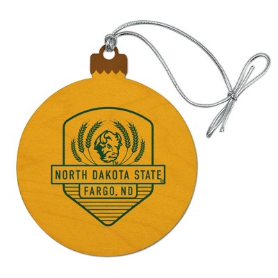 North Dakota State Badge Wood Christmas Tree Holiday Ornament