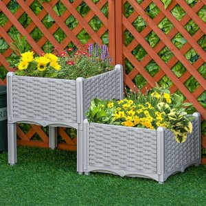 Vince Raised Garden Bed with Legs, Self-Watering Planter Box for Flowers, Herbs and Vegetables, Outdoor Furniture - The Pop Home - 1 of 4